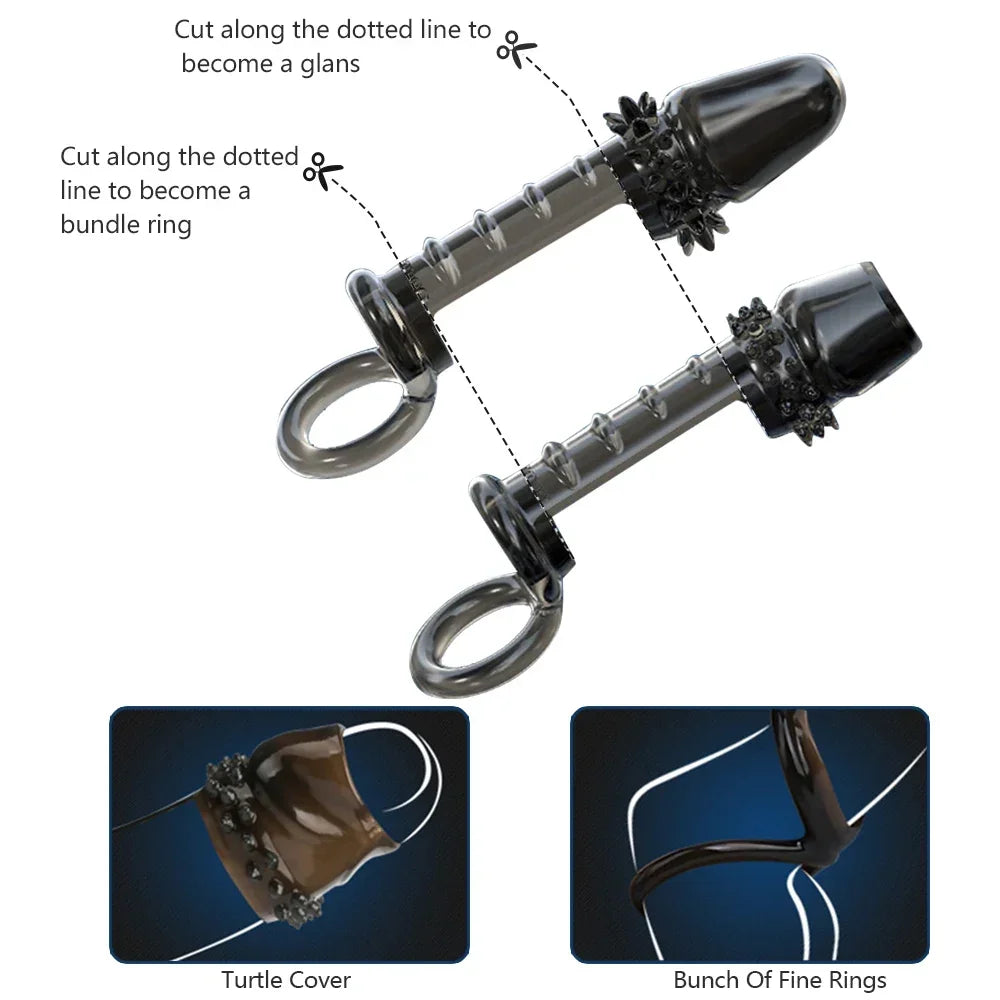 Crystal Soft Silicone Penis Sleeve with Semen Lock & Delay Ring