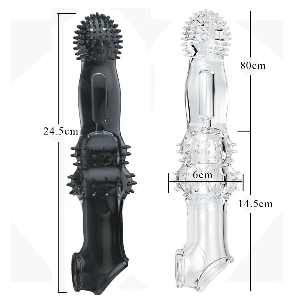 8cm Penis Enlargement Sleeve + Vibrating Cock Ring | Thirty Shades of Play