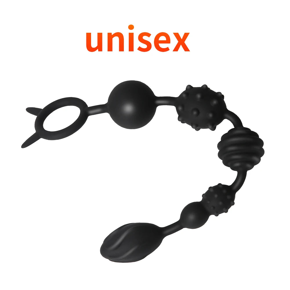 Silicone Anal Bead Butt Plug Ring – 6-Ball Anal Chain for Men & Women | Vaginal & Prostate Massage | Adult Erotic Toy