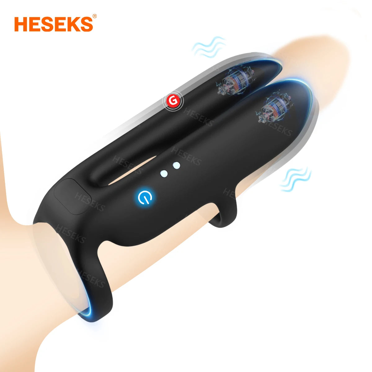 HESEKS Dual Motor Vibrating Penis Ring – Cock Sleeve & Penis Extender for Delay, Enlargement & Stronger Erections | Sex Toy for Men