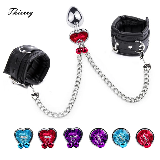 Thierry Anal Plug to Wrist Bondage Kit – High-Quality BDSM Restraint Set with Handcuffs | Fetish Sex Toys for Men & Women