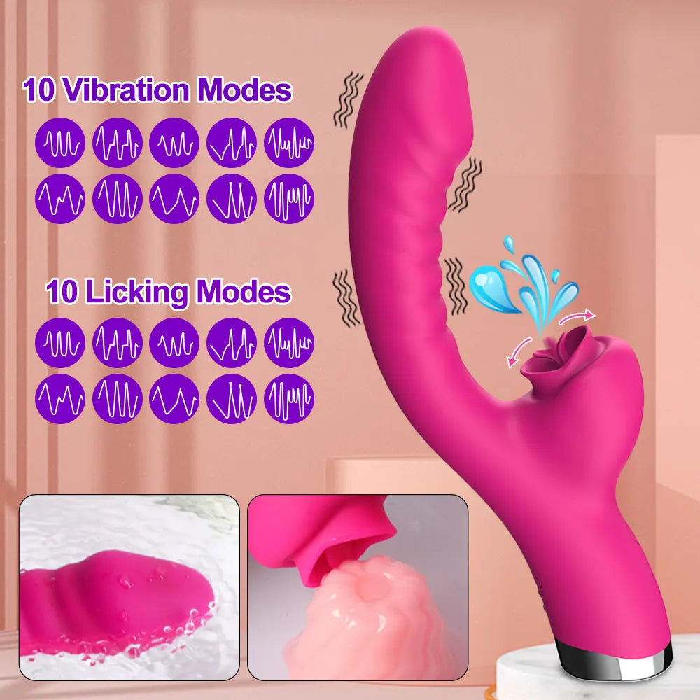 Tongue Licking Vibrator 2-in-1 – Clitoral Stimulator with 20 Speeds for Ultimate Pleasure