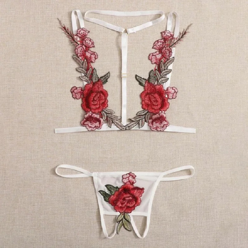 2025 Sensual Lace Lingerie Set – Transparent Underwear with Fairy Embroidery, Bra & Thongs Kit for Women