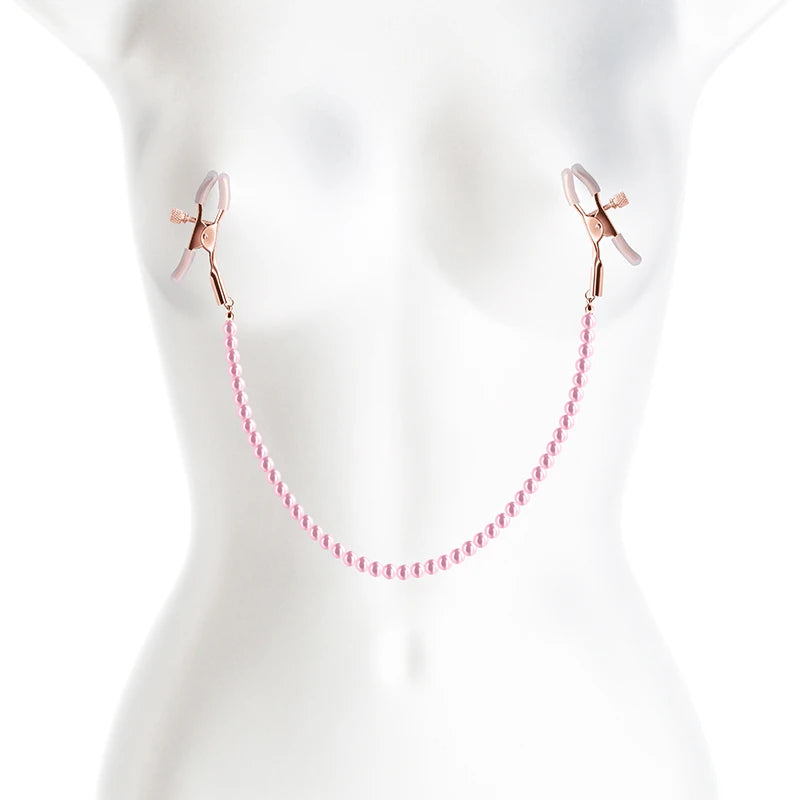 Elegant Pearl Nipple Clamps – Colorful Metal Chain Bondage Clips | BDSM Fetish Sex Toys for Women