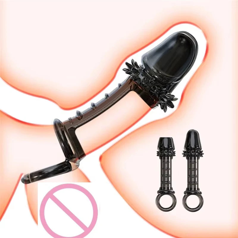 Crystal Soft Silicone Penis Sleeve with Semen Lock & Delay Ring