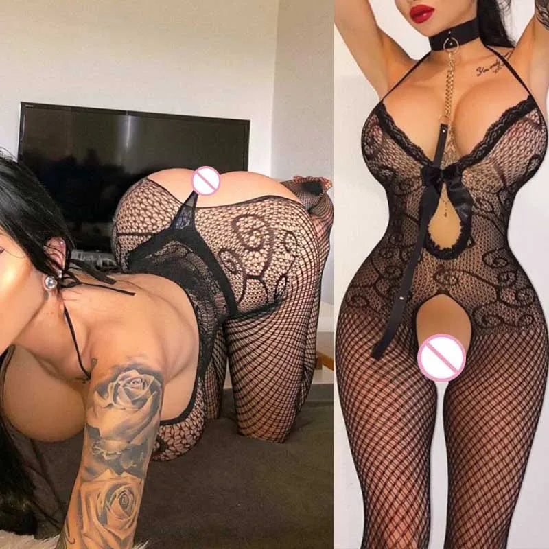 Crotchless Fishnet Bodystocking – Sexy Lingerie for Women | Open Crotch Erotic Stripper Costume & Porn-Inspired Bodysuit
