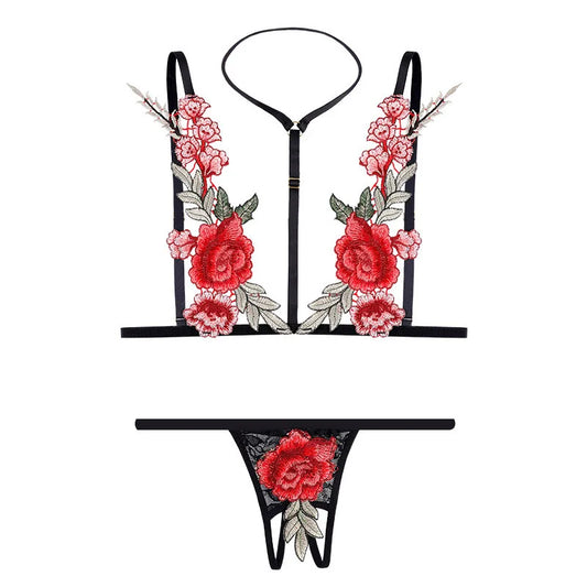 2025 Sensual Lace Lingerie Set – Transparent Underwear with Fairy Embroidery, Bra & Thongs Kit for Women