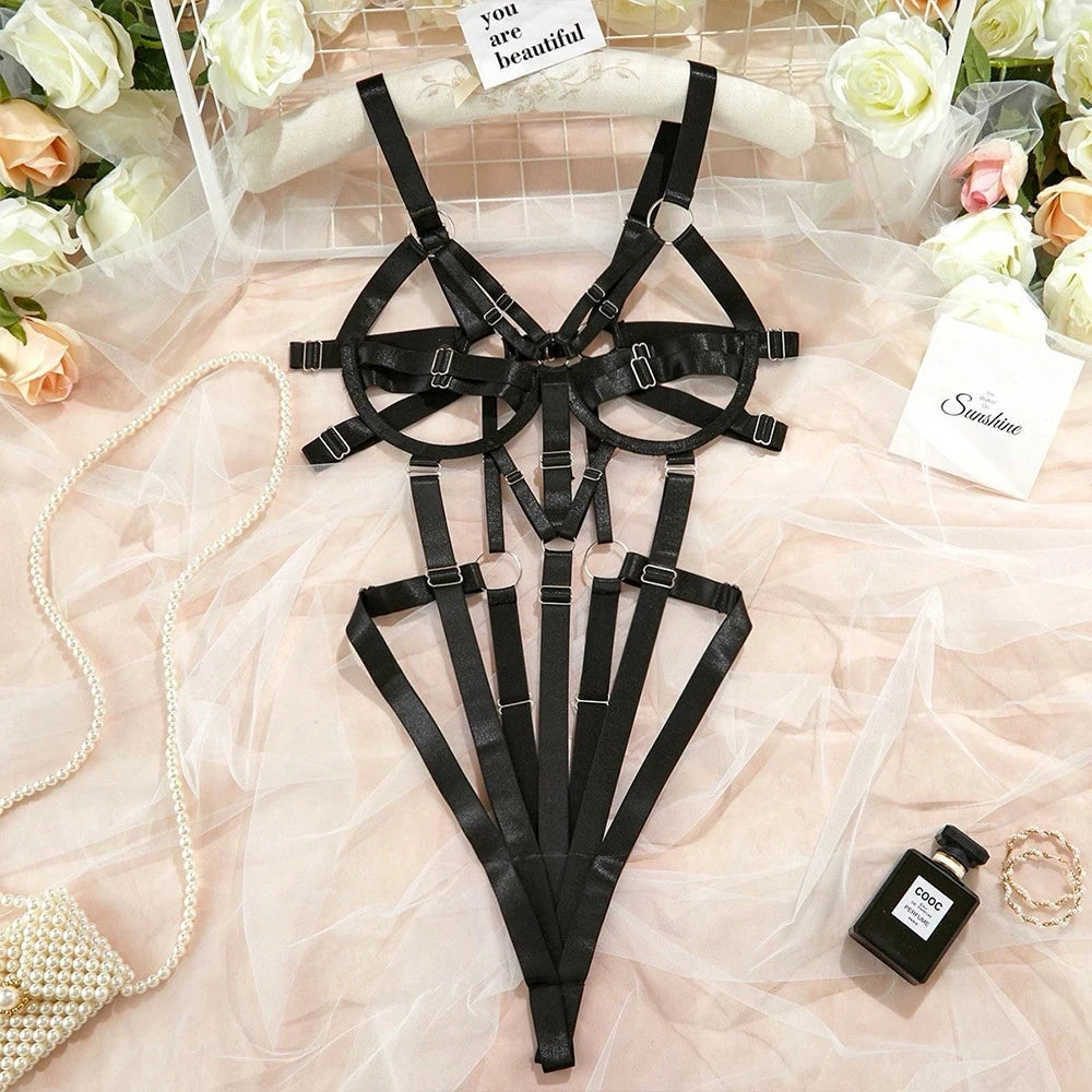 Bold Temptation – Sexy Bandage BDSM Lingerie Open Anal Bodysuit for Women 😈🔥
