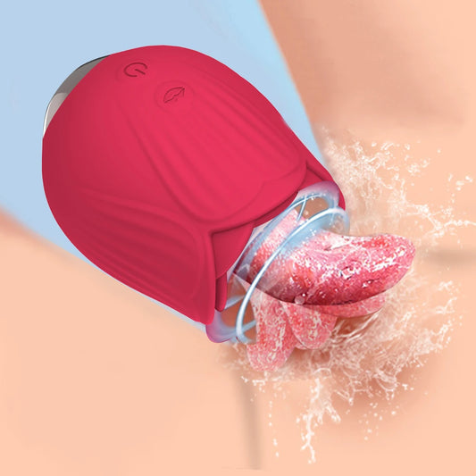Tongue-Licking Rose Vibrator – Clitoral Sucker & Nipple Stimulator | Intense Oral Simulation for Women