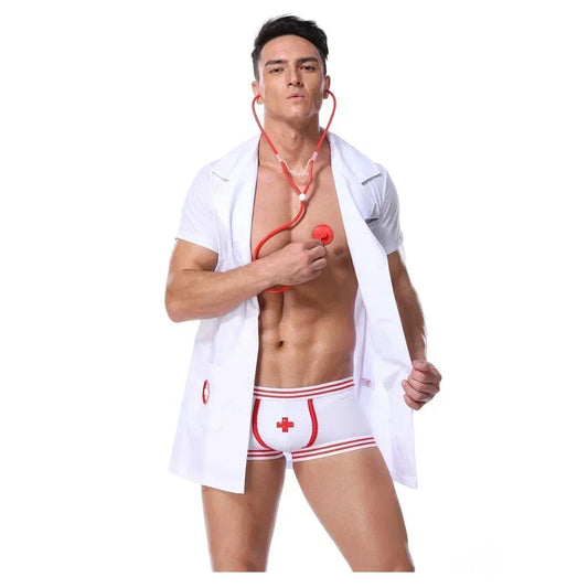 Men's Sexy Lingerie Exotic Doctor Costume – Role Play Uniform for Hot Playtime & Fantasy Fun