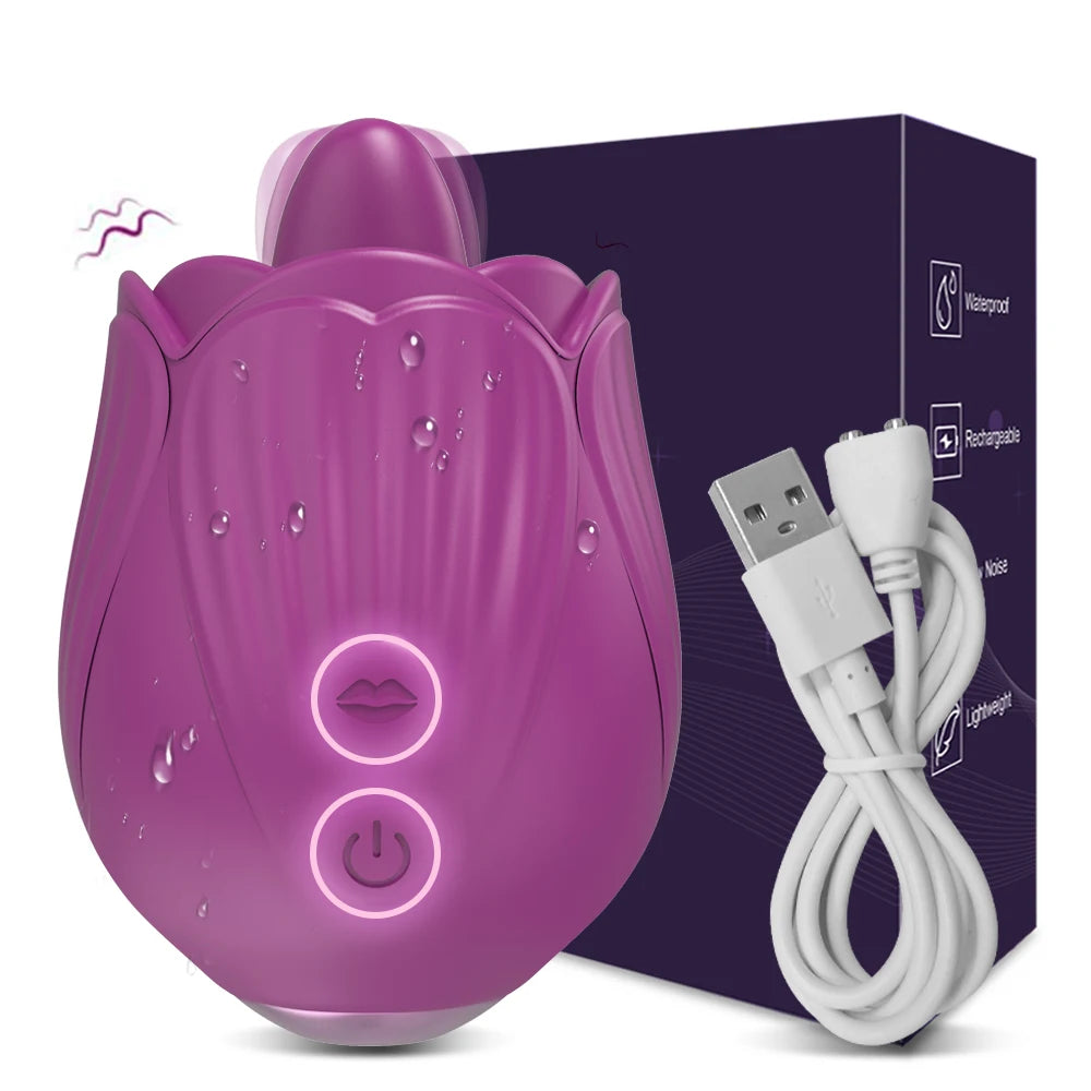 Tongue-Licking Rose Vibrator – Clitoral Sucker & Nipple Stimulator | Intense Oral Simulation for Women