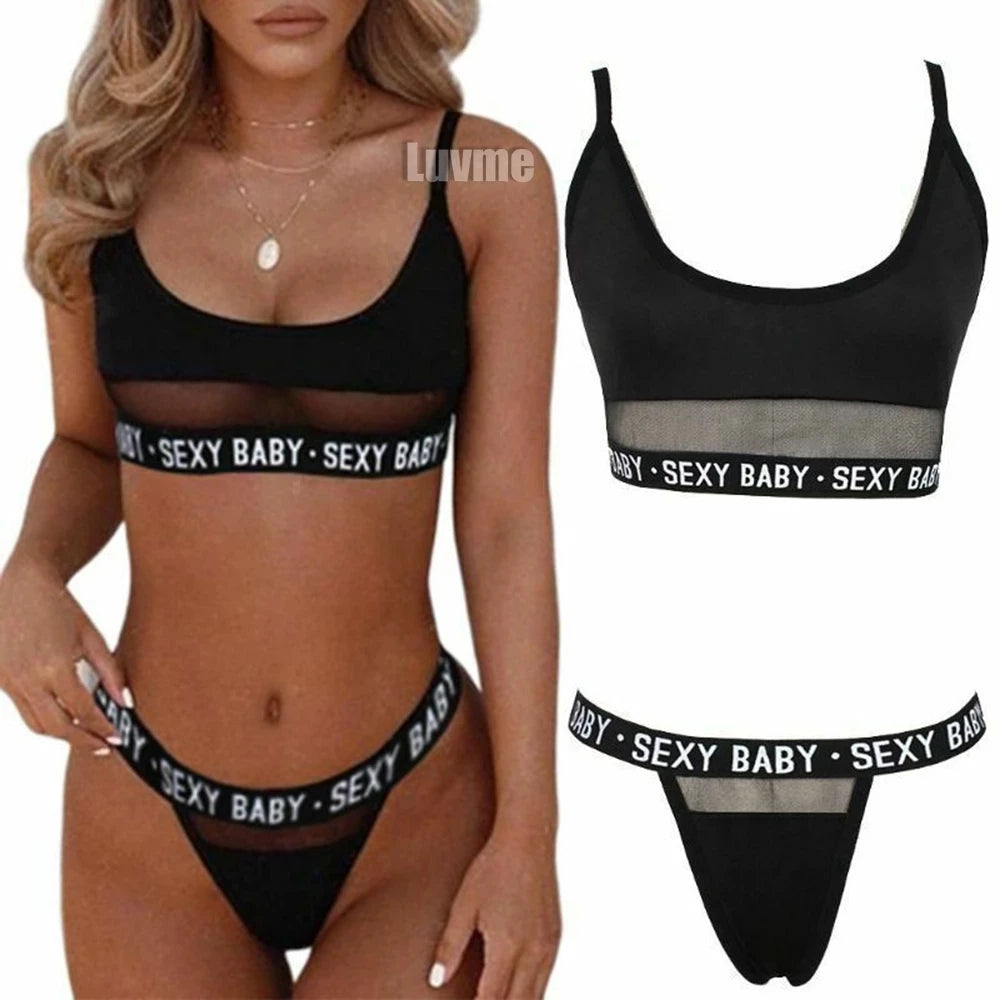 Fashionable Women's Bra Set – Black & White Solid Color Sexy Lingerie, Panties Set for Ladies | Hot Sales