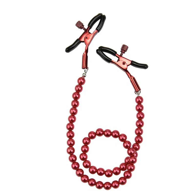 Elegant Pearl Nipple Clamps – Colorful Metal Chain Bondage Clips | BDSM Fetish Sex Toys for Women