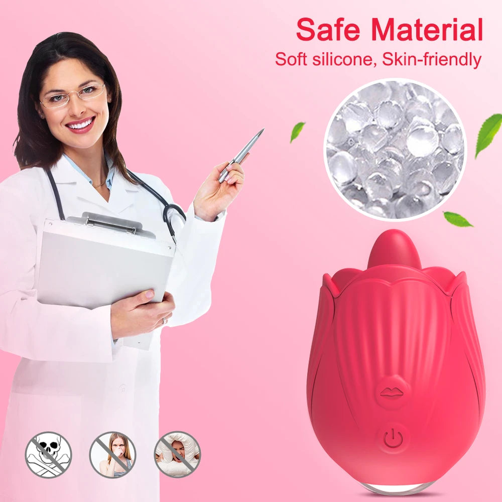 Tongue-Licking Rose Vibrator – Clitoral Sucker & Nipple Stimulator | Intense Oral Simulation for Women