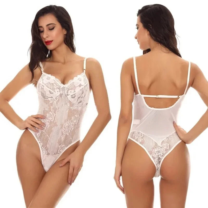Lustful Temptation – Crotchless Lace Bra Set & Baby Doll Dress 💋🔥