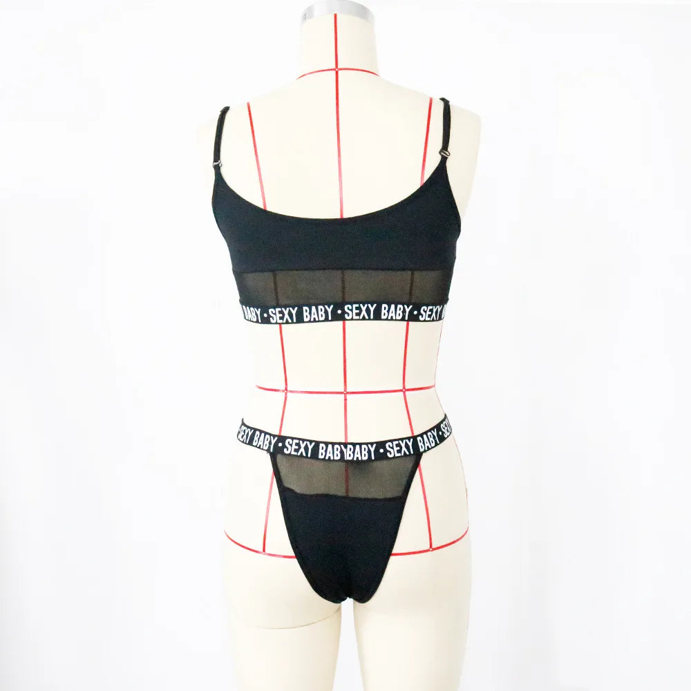 Fashionable Women's Bra Set – Black & White Solid Color Sexy Lingerie, Panties Set for Ladies | Hot Sales