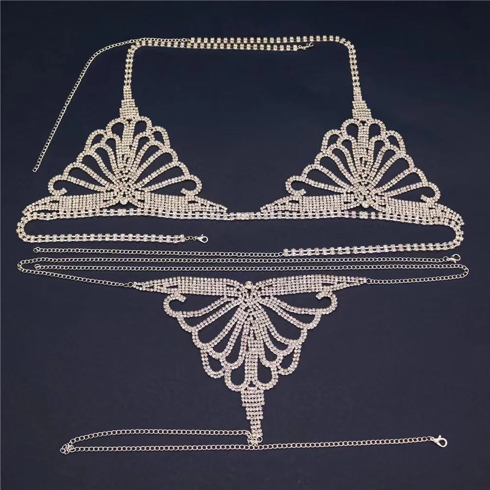 Luxury Rhinestone Lingerie Set – Sexy Body Chain Bikini with Bling Rhinestone Bra & Thong | Jewelry Gift | Thirty Shades Of Play