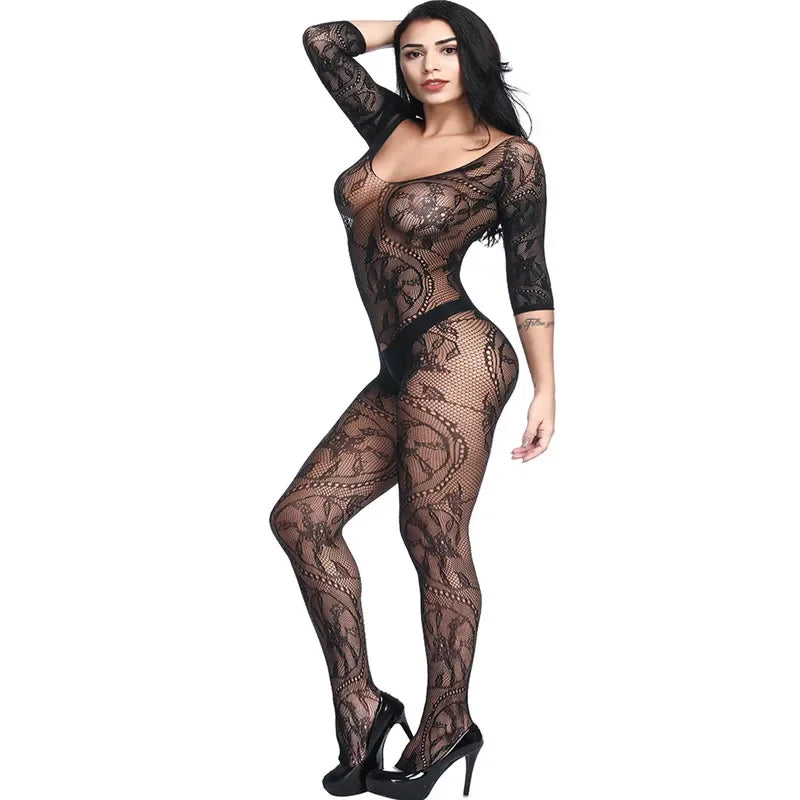 Sexy Mesh Body Stocking – Open Crotch Erotic Lingerie Teddy Bodysuit