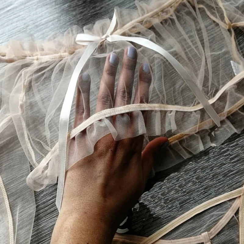 Blue Lace Babydoll Lingerie Set – Erotic Transparent Sleepwear with Sexy Top & Thong | Women's Seductive Nightwear